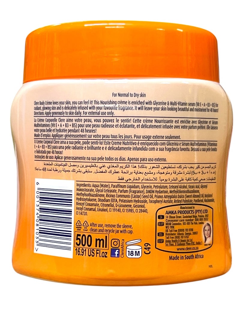 CLERE Cocoa Butter Nourishing Skin Glowing Body Cream 500ml  - Image 2