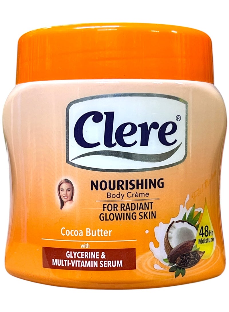 CLERE Cocoa Butter Nourishing Skin Glowing Body Cream 500ml  - Image 1