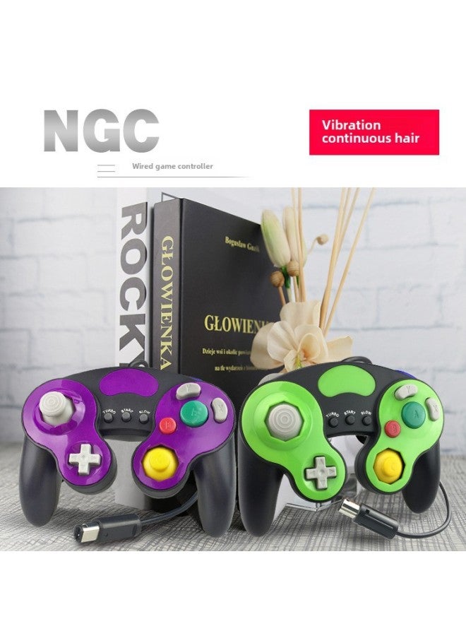 Wii/NGC Wired Handle GameCube Handle Continuous Vibration Ngc3 Point Game Handle With Decorative Piece-Product Color:Black With Green Decorative Sheet  - Image 4
