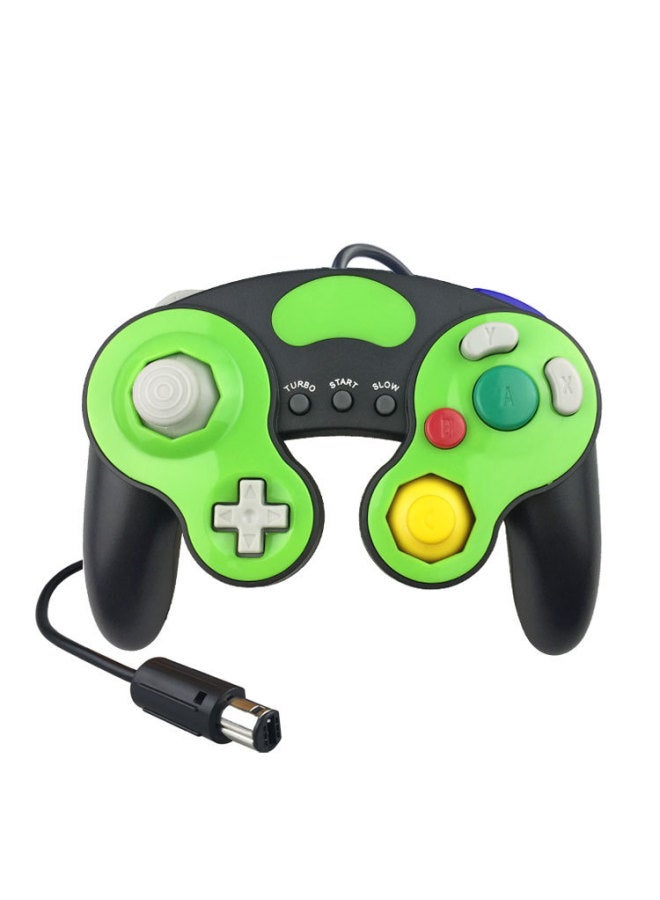 Wii/NGC Wired Handle GameCube Handle Continuous Vibration Ngc3 Point Game Handle With Decorative Piece-Product Color:Black With Green Decorative Sheet  - Image 1