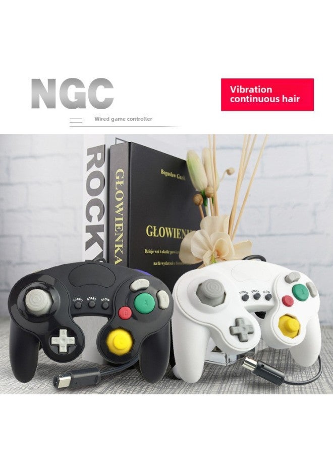 Wii/NGC Wired Handle GameCube Handle Continuous Vibration Ngc3 Point Game Handle With Decorative Piece-Product Color:Black With Green Decorative Sheet  - Image 3