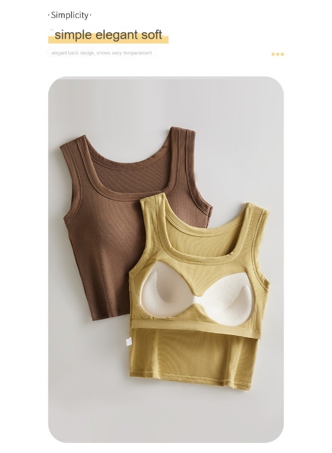 NIBEMINENT Summer Wide Strap Camisole for Women, Square Neck, Seamless, Built-in Padded, Versatile Layering Top with Beautiful Back Design - Image 2