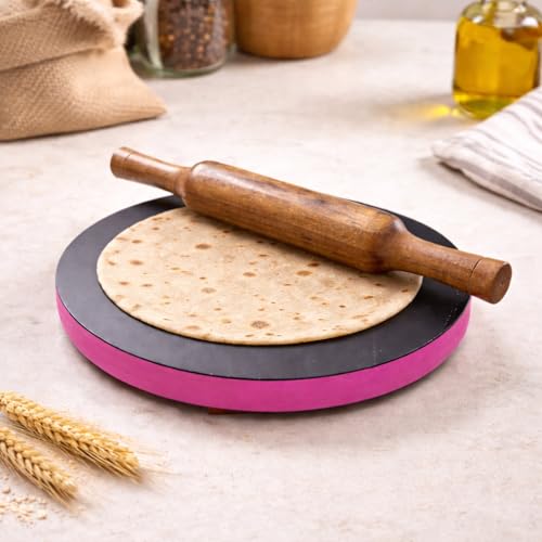 Jaipur Ace Handcrafted Wooden Chakla Belan Rolling Plate Roti Maker Rolling Pin (10 Inch) Wooden Chakla Belan/Wooden Chakla Belan Combo Set for Kitchen - Image 3