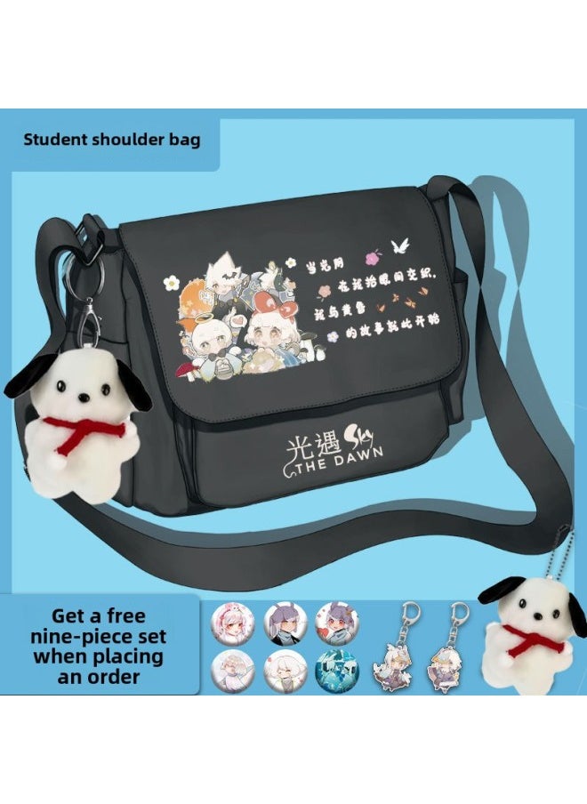 Guangyu Sky Peripheral Shoulder Bag Tutorial Bag Slung Hand Bag Canvas Bag Boy And Girl Student Computer Backpack-Specifications:Off-white-free Pacha Dog+badge*6+keychain*201 Style-Color:Standard  - Image 3