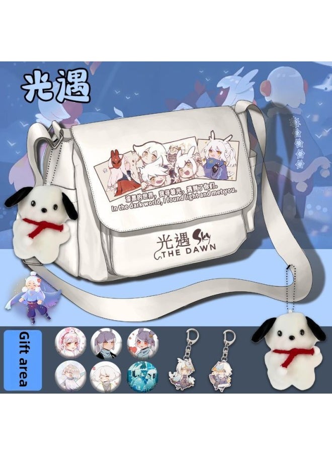 Guangyu Sky Peripheral Shoulder Bag Tutorial Bag Slung Hand Bag Canvas Bag Boy And Girl Student Computer Backpack-Specifications:Off-white-free Pacha Dog+badge*6+keychain*201 Style-Color:Standard  - Image 2