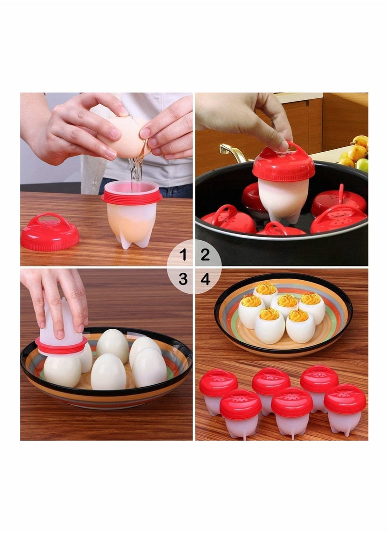 KASTWAVE - Silicone Egg Cooker Pack of 6 Boiled Egg Maker, Hard and Soft Make, No Shell, Non Stick Silicone, BPA Free, Egg Boiler, Egg Cups, Egg Poachers, Egg Cooker - Image 1