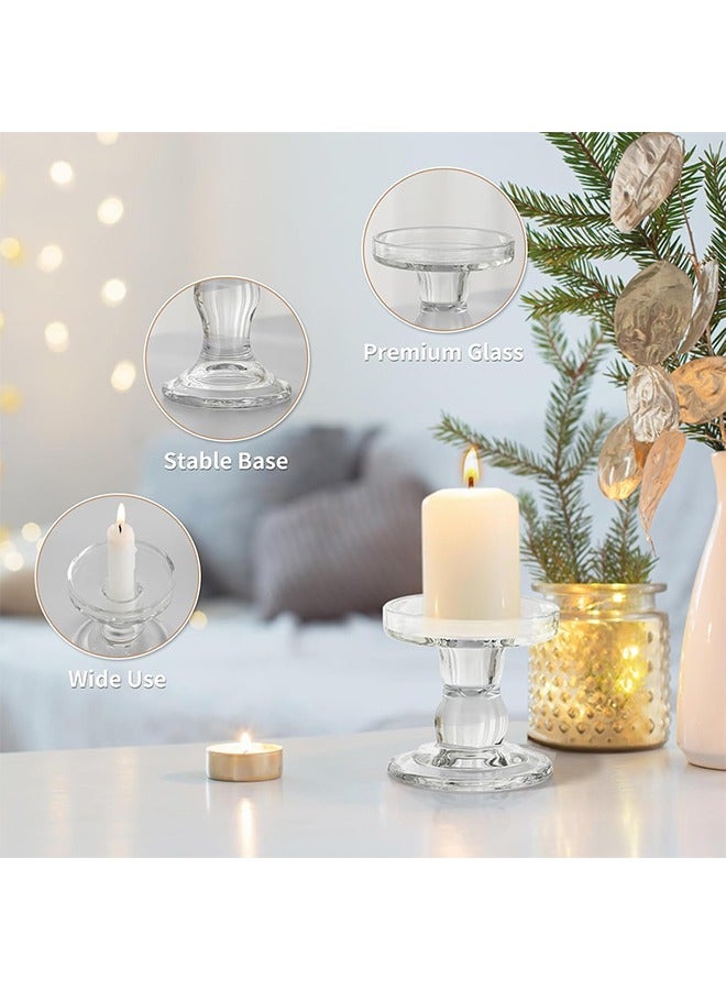 هاي هونور حامل شمعة الزجاج ، 3 قطعة الكريستال حامل شمعة شفافة ، وتصميم أنيق ، ومناسبة لشمعة المخروط عمود ومصابيح الشاي ، مائدة طعام الأسرة ، غرفة المعيشة الديكور الطرف ديكور المنزل - شفافة - Image 3