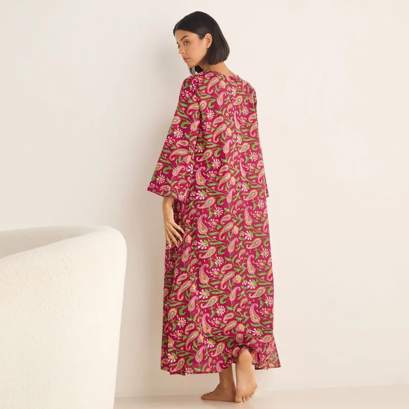 سبلاش فيڤ Paisley Print Kaftan Night Dress with V-neck