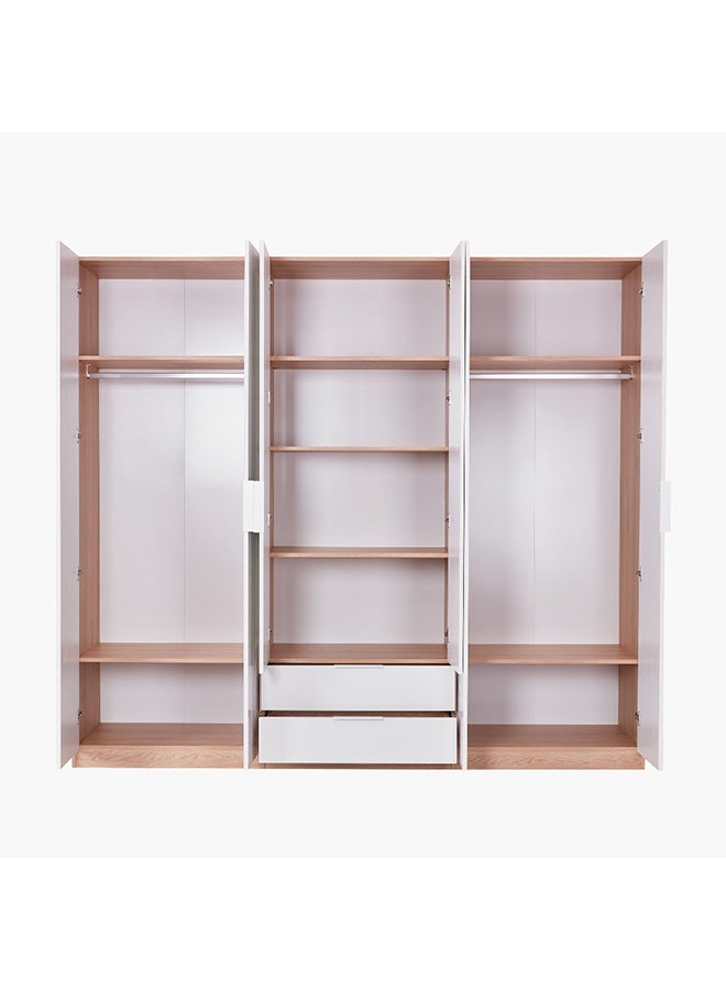 Home Box Milan 6-Door Wardrobe with 2 Drawers 59.6 x 216 x 243 cm - Image 3