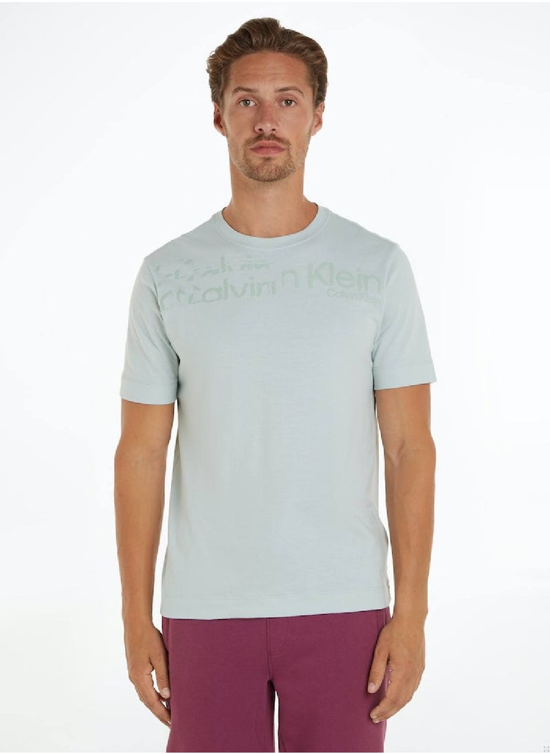 CALVIN KLEIN Calvin Klein Men's T-Shirt - Short Sleeves - Sportswear - Cotton , Grey  - Image 1