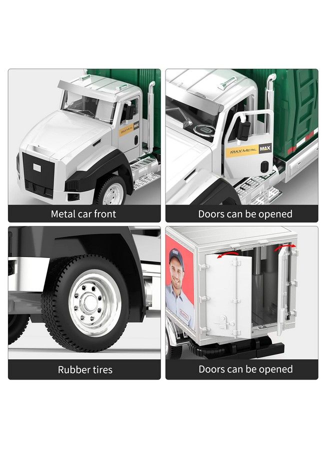 TEMI 3 Pack Of Diecast City Transport Vehicles Garbage Truck Tanker Truck Express Delivery Truck 1/50 Scale Metal Collectible Model Cars Pull Back Car Toys With Opening Doors For Boys And Girls - Image 3