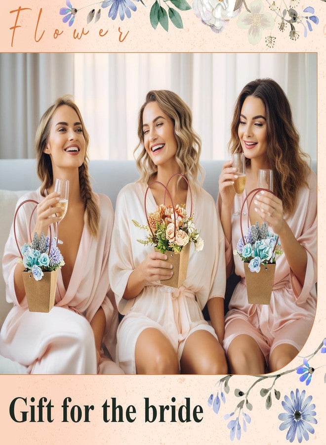 جيلبروب، 50 كيسًا من أكياس هدايا الزهور المصنوعة من ورق الكرافت مع مقبض، صندوق أكياس باقات الزهور ببطانة مقاومة للماء، مثالية لتوزيعات حفلات أعياد الميلاد وحفلات الزفاف (12.5 × 4.9 × 3.1 بوصة، بني) - Image 4
