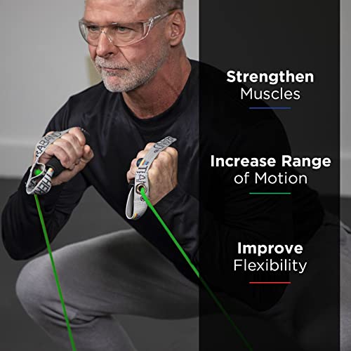 TheraBand ثيرا-باند بروفيشنال لايتكس مقاومة أنابيب مع مقابض لتمارين الجزء العلوي من الجسم، إعادة تأهيل وتكييف، مقابض صلبة، 48 بوصة، أخضر، ثقيل، مستوى متوسط 1 - Image 2
