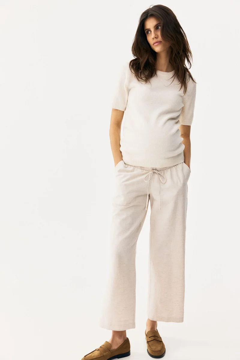 اتش اند ام بنطلون برباط سحب من مزيج الكتان من تشكيلة ماما