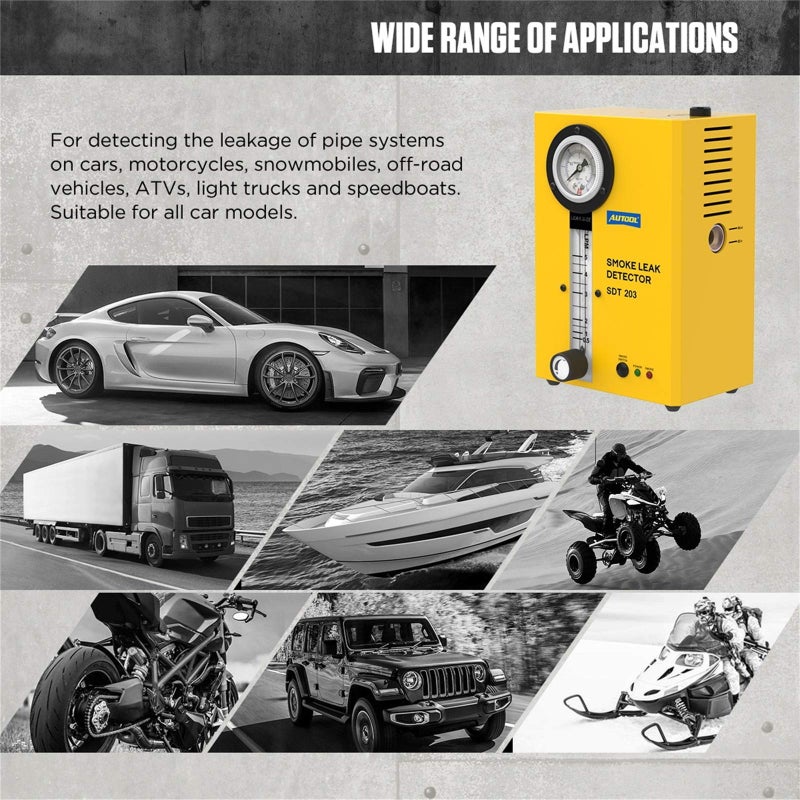 AUTOOL Automotive Smoke Machine, EVAP System Smoke Leak Detector with Air Pump/Flow Indicator/Pressure Gauge for All DC12V Vehicles - Image 5