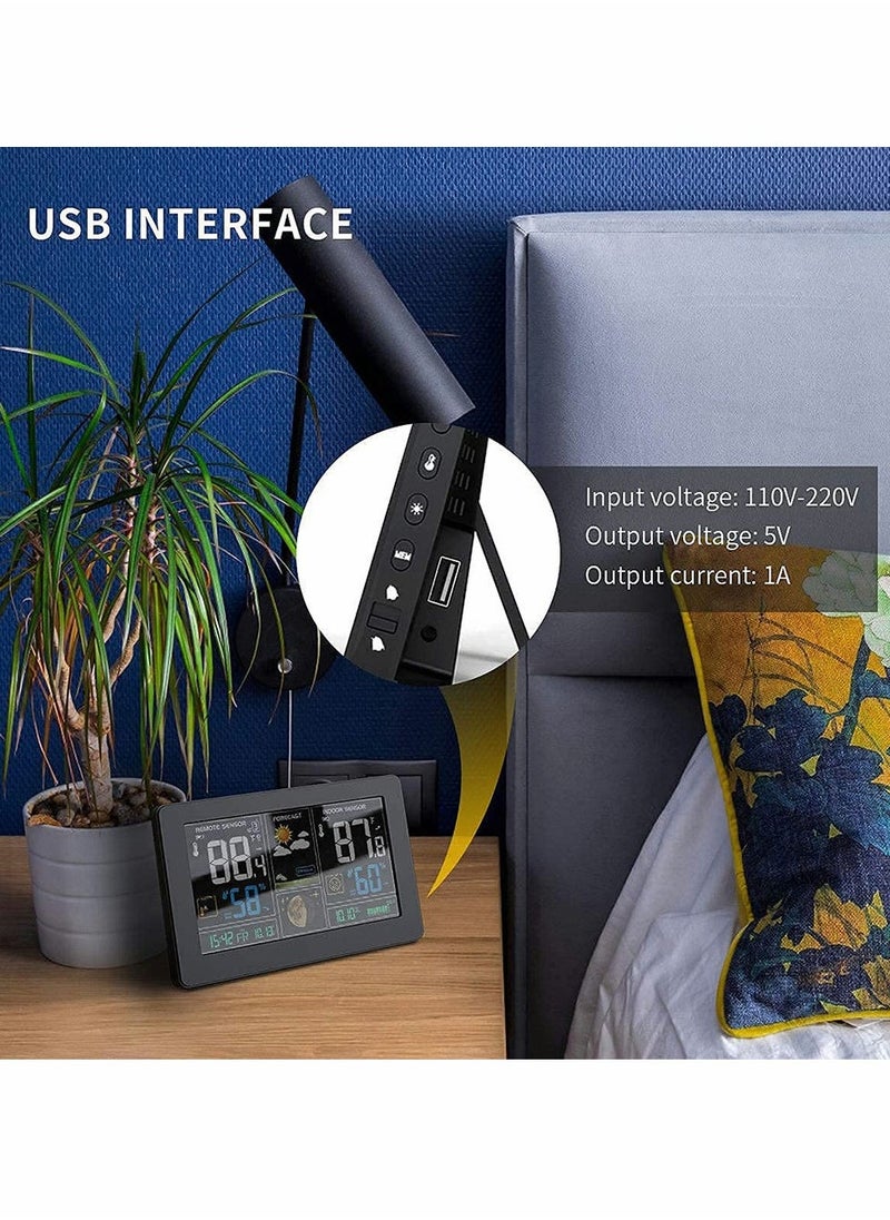 Generic - Weather Station Wireless Indoor Outdoor Thermometer Color Display Digital Weather Thermometer with Atomic Clock, Forecast Station with Calendar and Adjustable Backlight - Image 1