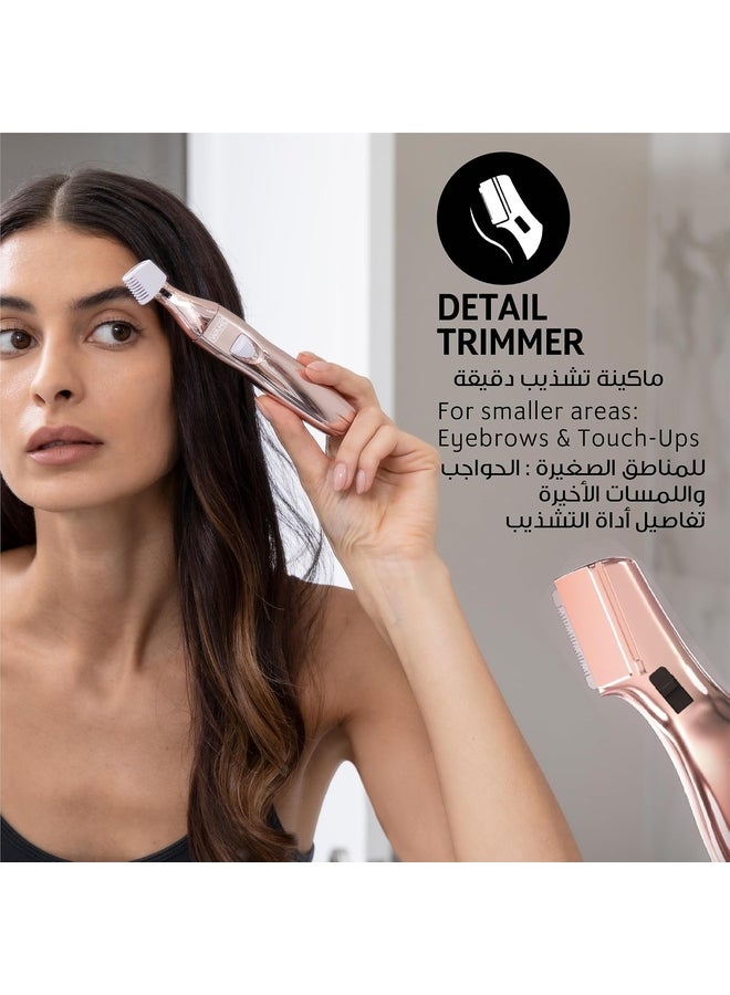 وال جهاز إزالة الشعر للوجه والجسم للنساء من بيور كونفيدنس، مشذب الحواجب، مصمم الحواجب، جهاز إزالة الشعر للوجه القابل لإعادة الشحن، مشذب لاسلكي قابل لإعادة الشحن، دليل طول 5 وضعيات، 09865-4017 - Image 4