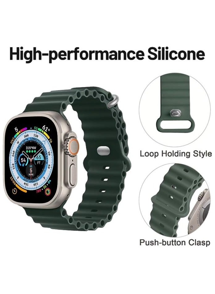 Ocean Band Compatible With Apple Watch 49mm 45mm 44mm 42mm 41mm 40mm 38mm For Women Men Breathable Waterproof Soft Silicone Sport Strap