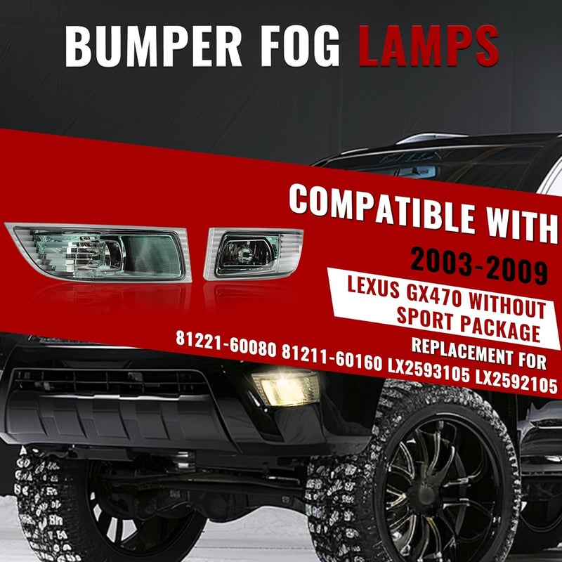 HECASA Bumper Fog Light with Bulb for 2003-2009 Lexus GX470 - Halogen Front Pair Driving Lamp - Image 2