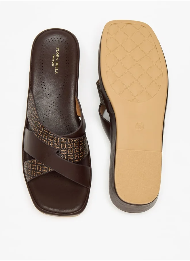 فلورا بيلا من شو إكسبرس Monogram Print Slip-On Sandals