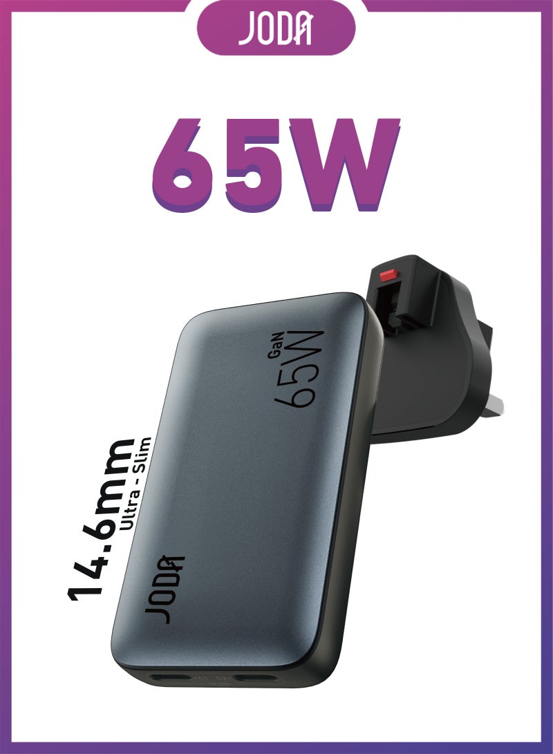 JODA VoltPod 65  65W 2-Port Type-C Wall Charger – Black 65W Fast Charger ⚡ 65W GaN Charger ⚡ JODA 2-Port Type-C Charger 🔌2-Port USB Type-C Charger 🔋65W Compact Charger 📱 65W Charger for Phones 📱⚡2-Port GaN Adapter ⚡🔋Charger for Mobile Devices 65W 📱💻 65W Charger for Mobile Phones 📱🔋 65W Fast Charging Charger ⚡💨 Charger for Smartphones 📱📲 Charger for Tablets and Smartwatches ⌚📱 JODA 65W Fast Charging Plug ⚡🔌 - Image 1