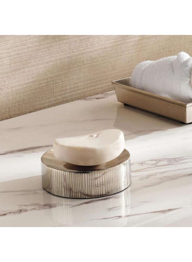 Pan Home صحن صابون معدني ميتور بقطر 10.5×3.5 سم - فضي - Image 1