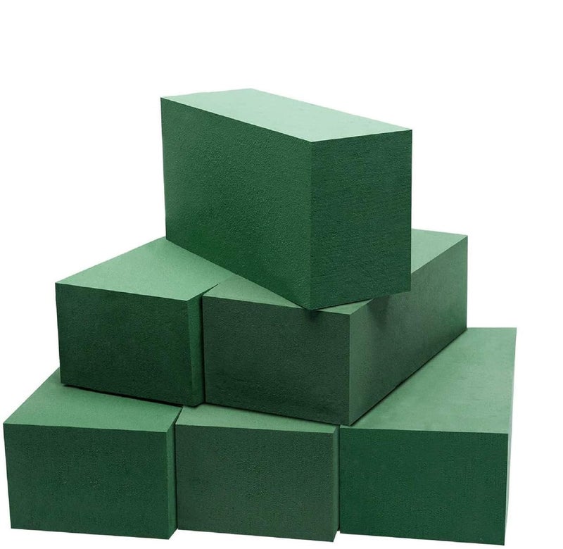 Ercole 6 Pcs Wet Floral Foam Blocks Large Floral Bricks Flower Mud Foam Kit for Florist Floral Arrangement Green Styrofoam Dry or Wet - 9"L x 3.1"W x 4.3" H - Image 1