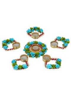 Webelkart Webelkart Designer Handmade Unique Set Of 5 Tealight Candle Holder For Home Decor, Mosaic Glass, Balcony Decoration Items Outdoor, Balcony Decor,Candle Stand,Flowers Diwali Diyas For Decoration Pack Of 5 , 9.5 x 6.5 Inches  - Image 2
