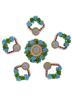 Webelkart Webelkart Designer Handmade Unique Set Of 5 Tealight Candle Holder For Home Decor, Mosaic Glass, Balcony Decoration Items Outdoor, Balcony Decor,Candle Stand,Flowers Diwali Diyas For Decoration Pack Of 5 , 9.5 x 6.5 Inches  - Image 3