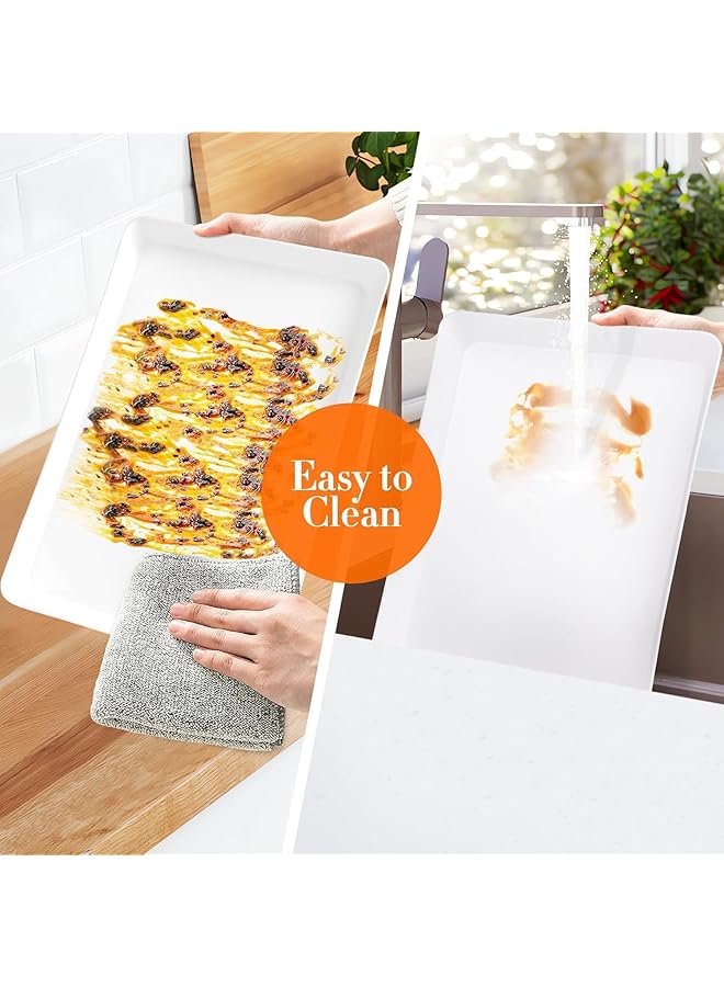 erorex Plastic Serving Tray 36.7 X 24 Cm Large Tray Set Of 4 Bpa Free Reusable Serving Platter For Buffets Celebrations Picnics Breakfast And Snacks White - Image 4