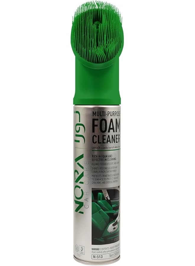 Generic Nora Car Care Multi-Purpose Foam Cleaner Spray With Brush, Rich Foam, Deep Cleaning For Interior, Upholstery, Dashboard, Leather & Fabric, 300Ml – N-513  - Image 1