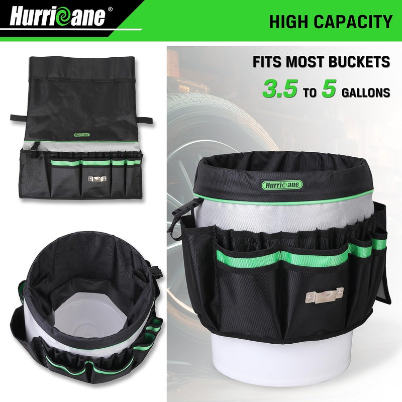 HURRICANE 5 Gallon Bucket Tool Bag Organizer, Garden Tool Caddy with 52 Pockets, Waterproof for Most Buckets - Image 4