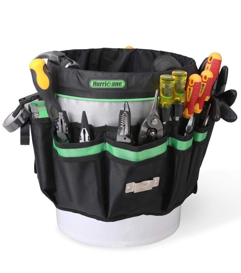 HURRICANE 5 Gallon Bucket Tool Bag Organizer, Garden Tool Caddy with 52 Pockets, Waterproof for Most Buckets - Image 1