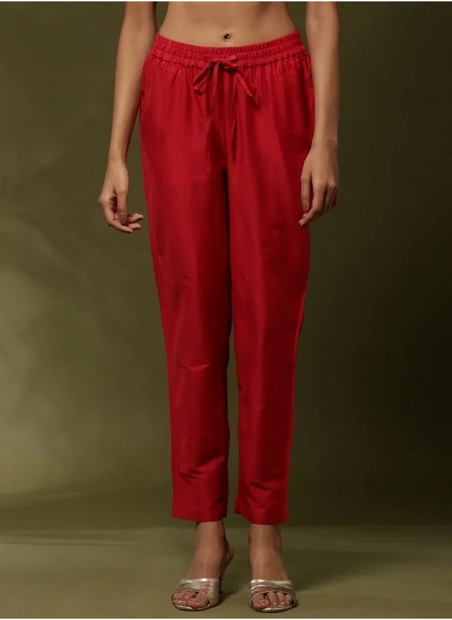 أبهشتي Narrow straight pants -red