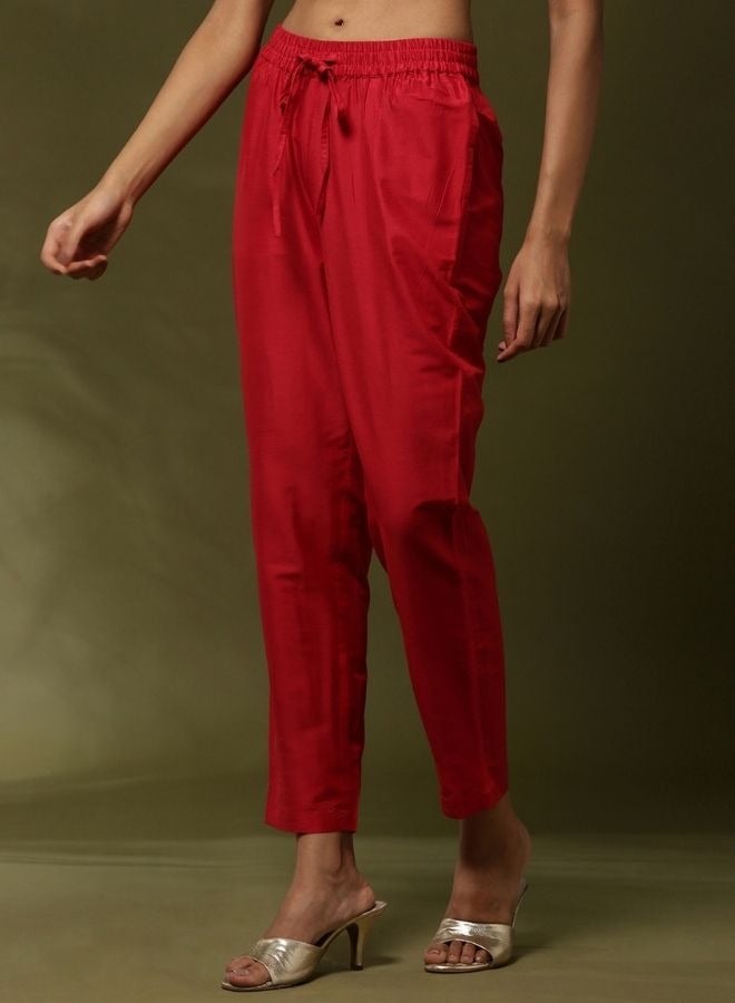 Abhishti Narrow straight pants -red  - Image 2