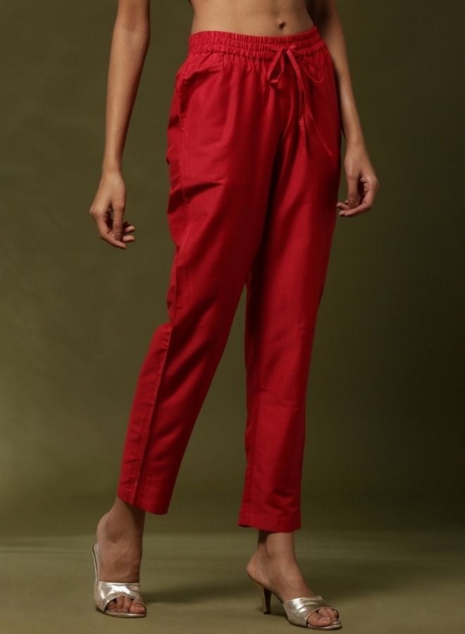 Abhishti Narrow straight pants -red  - Image 3
