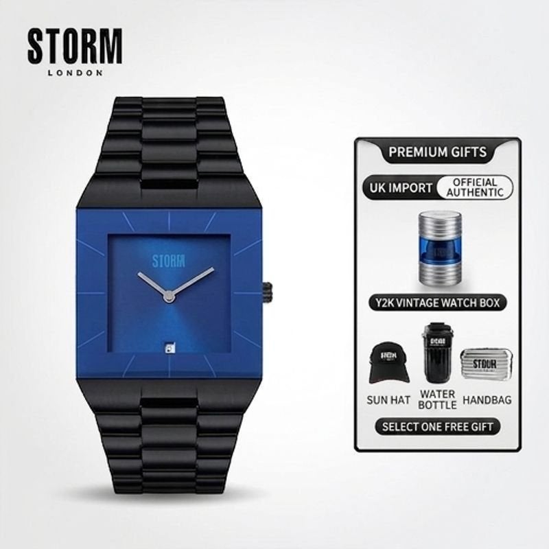 STORM British Imported OMARI GRAND Series Square Watch with Blue Dial - European Style Quartz Men's Watch - Image 2