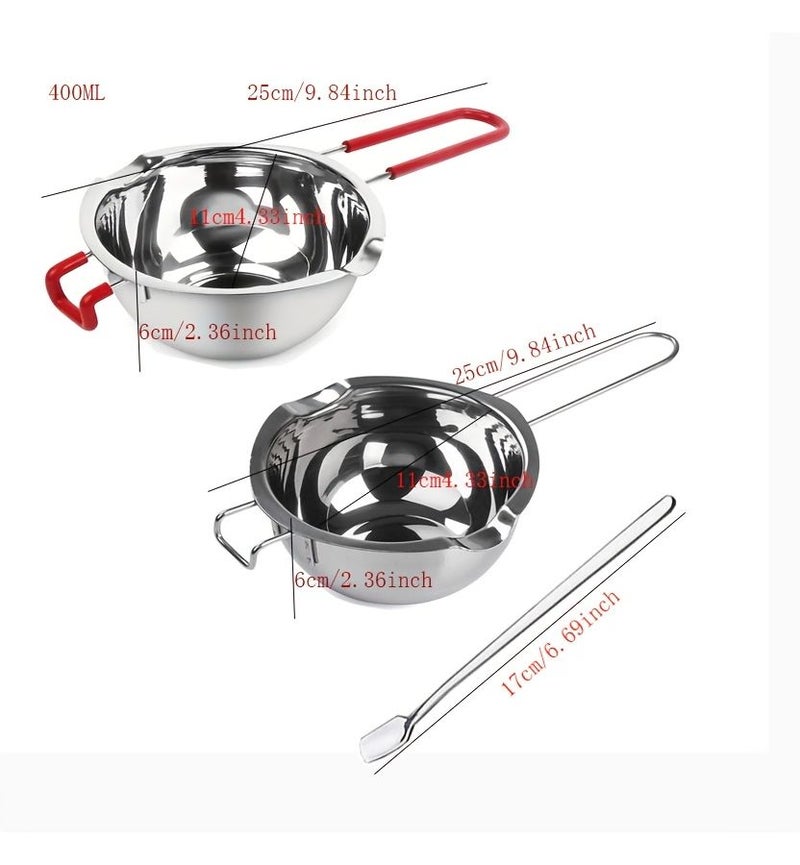 Stylish Multi Purpose Melting Pot Set 2pcs With Spoon Heat Resistant Handle - Image 3