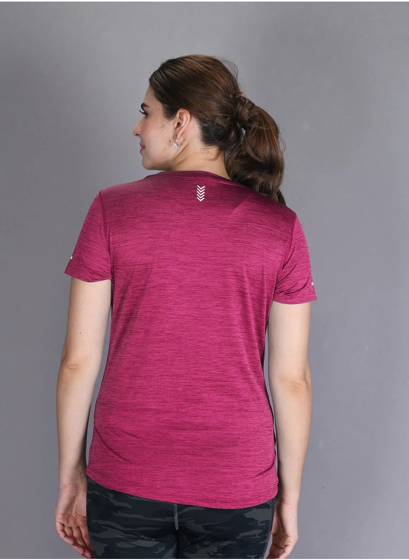 Lyra Maroon Workout T-shirt for Women  | Color Shade May Vary  - Image 3