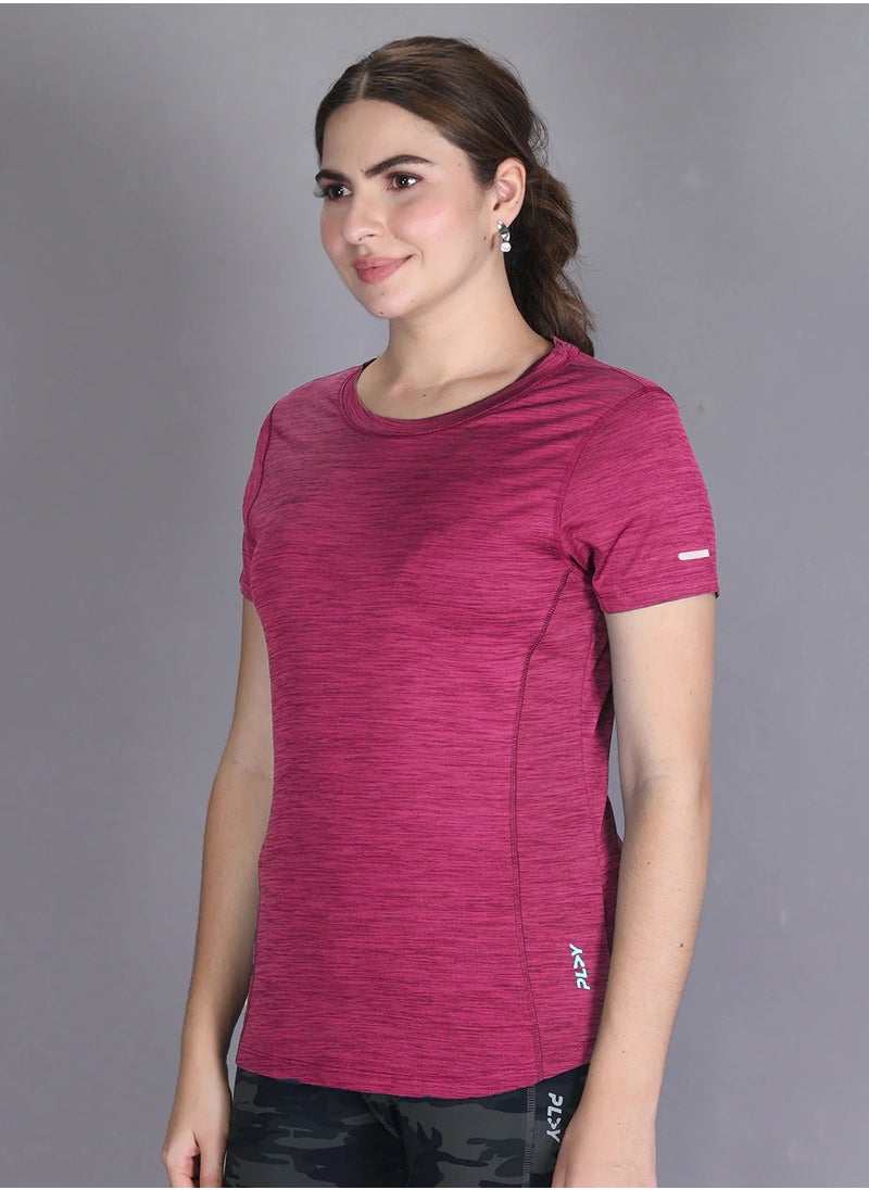 Lyra Maroon Workout T-shirt for Women  | Color Shade May Vary  - Image 2