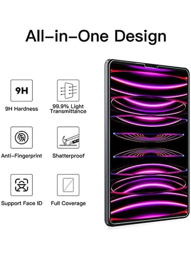 جي تيك واقي شاشة لجهاز Ipad Pro 12.9 بوصة 2022 2021 2020 الجيل السادس والخامس والرابع مع واقي عدسة الكاميرا، فيلم زجاجي مقوى عالي الدقة مضاد للخدش، قلم رصاص ومعرف الوجه، عبوتان لكل منهما - Image 3