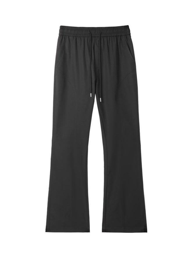 DR Men's Lightweight Black Wide-Leg Pants - Minimalist Casual - Image 1