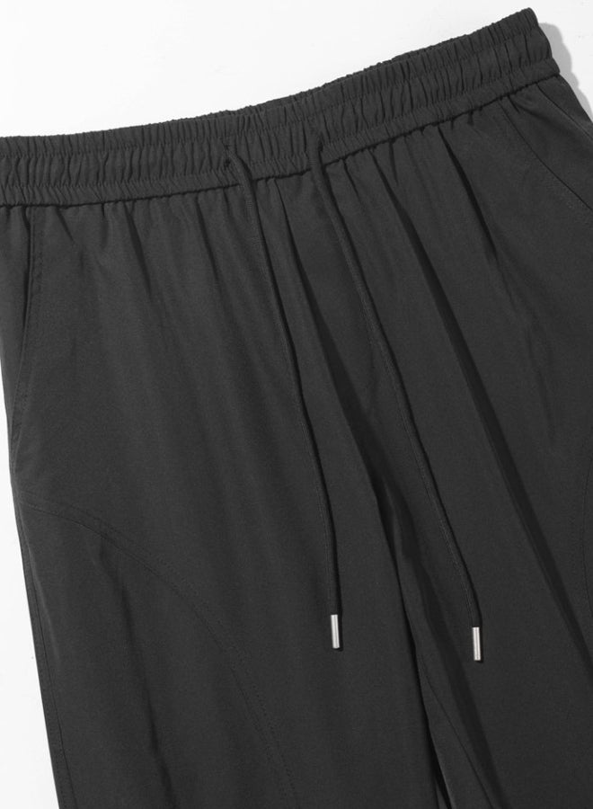 DR Men's Lightweight Black Wide-Leg Pants - Minimalist Casual - Image 3