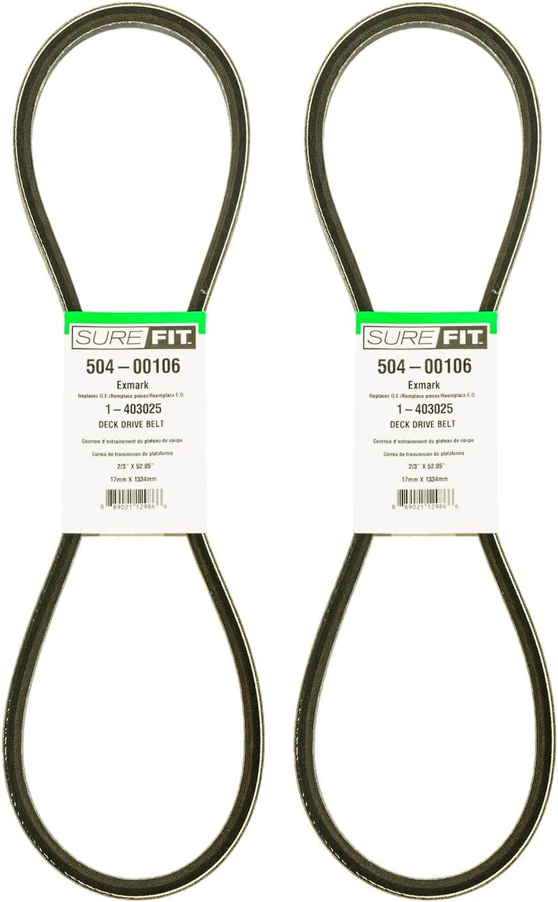 Surefit SureFit Deck Drive Belt Replacement for Exmark 1403025 32 36 48 Metro WalkBehind Lawn Mowers 23 X 5205 2 Pack  - Image 1