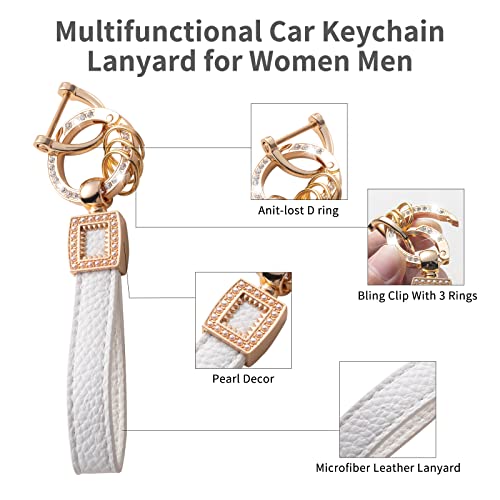 CACARLIKE for Toyota Key Fob Cover with Leather Lanyard, Car Key Fob Case Compatible with Toyota Fortuner Tundra Camry RAV4 Highlander Corolla Smart Key Protector Holder - Image 5