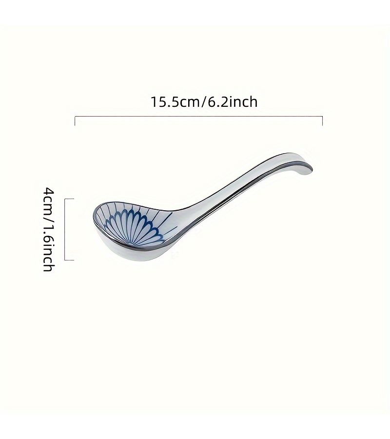 5 Pcs Mixed Color Handmade Japanese High Temperature Underglaze Hand Painted Ceramic Soup Spoons Hook Spoon - Image 3