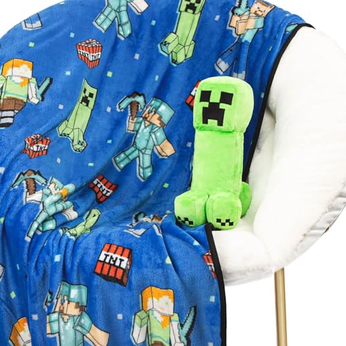 Jay Franco Minecraft Creeper Plush Mini Pillow Buddy & 50 x 60 Inch Throw Blanket Set - Kids Super Soft 2 Piece Cuddle Set - Image 1