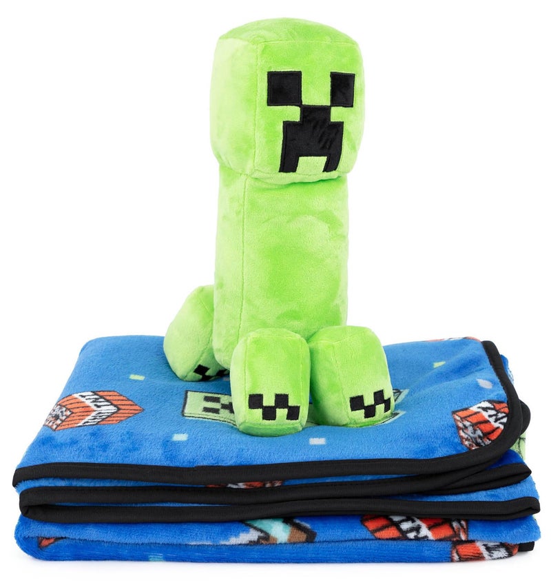 Jay Franco Minecraft Creeper Plush Mini Pillow Buddy & 50 x 60 Inch Throw Blanket Set - Kids Super Soft 2 Piece Cuddle Set - Image 2