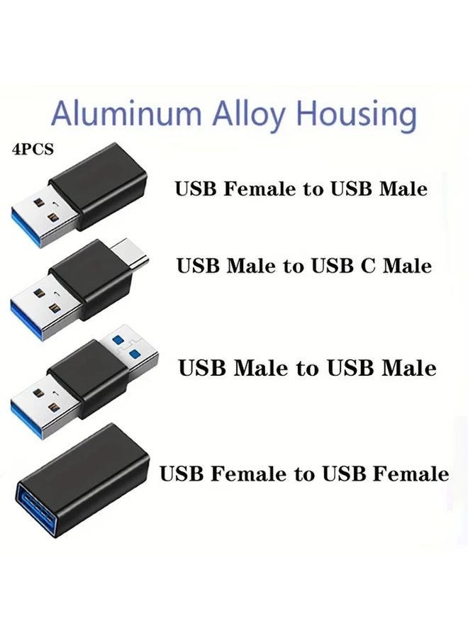 4pcs USB 3 0 Adapter Kit Black Female Male Type C Connector - Image 2