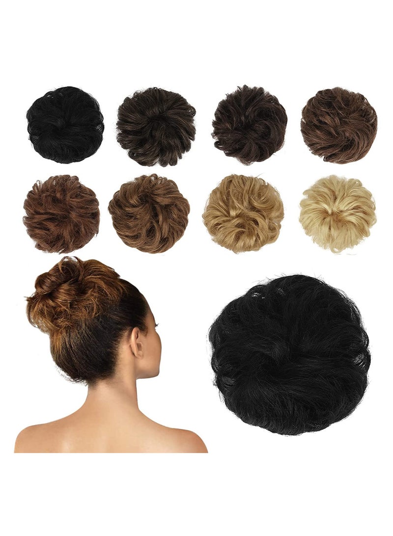 Estelle Human Hair Messy Buns 100% Human Hair Bun Hair Piece Real Human Hair Extension Curly Hair Scrunchies Tousled Updo Hairpieces for Women Girls Natural Black - Image 3